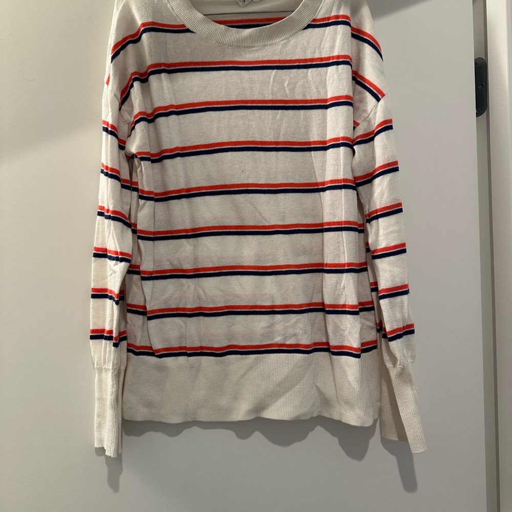 GAP Cream Sweater with Red and Blue Stripes